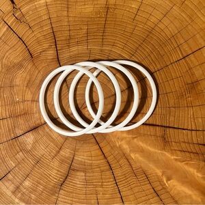 Vintage white opaque plastic bangle bracelet Set of 4